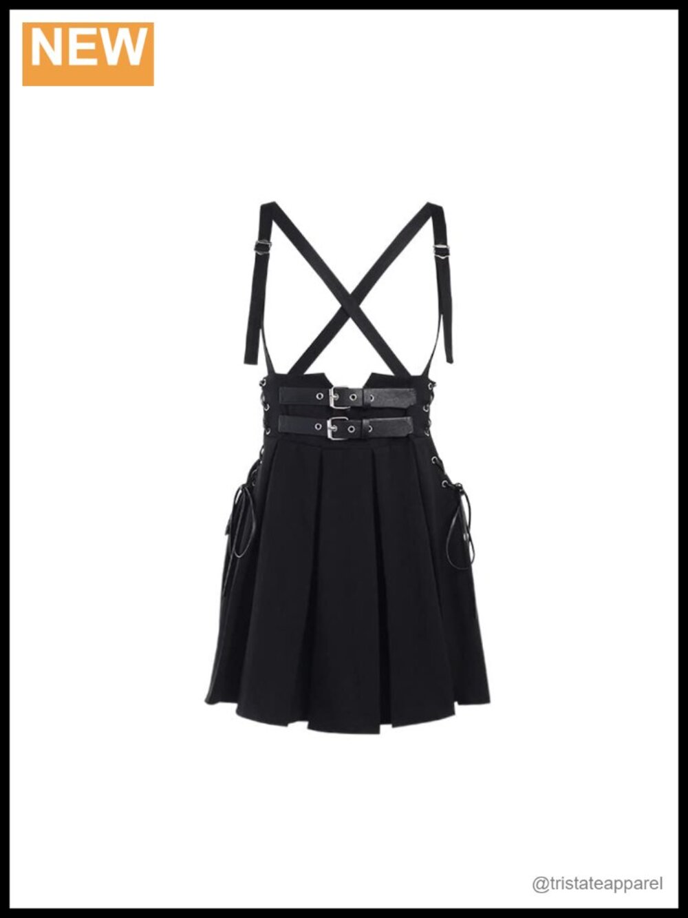 Mini Skirt Y2k Pleated High Waist A Line Goth Suspender Women